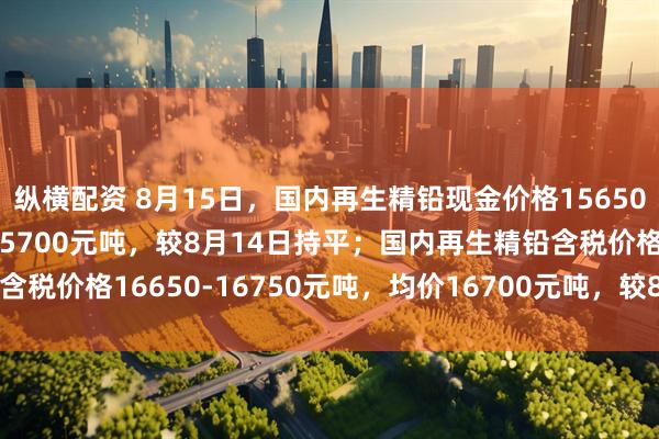 纵横配资 8月15日，国内再生精铅现金价格15650-15750元吨，均价15700元吨，较8月14日持平；国内再生精铅含税价格16650-16750元吨，均价16700元吨，较8月14日跌25元吨。